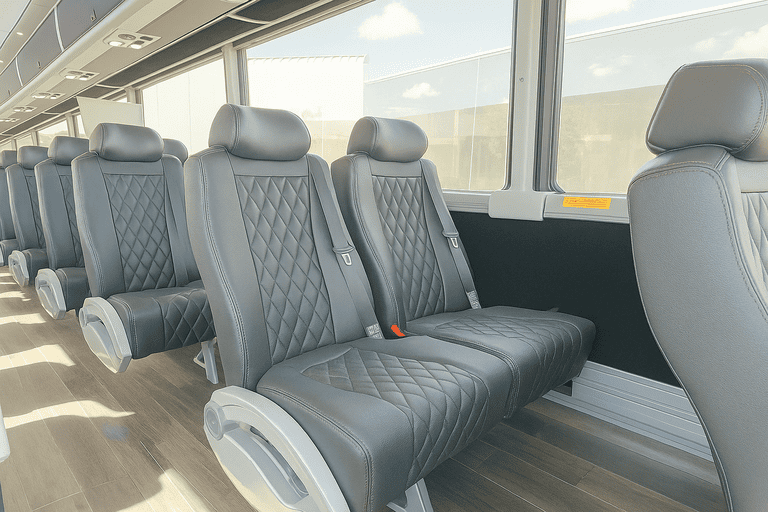interior of Joliet Minibus Company charter bus
